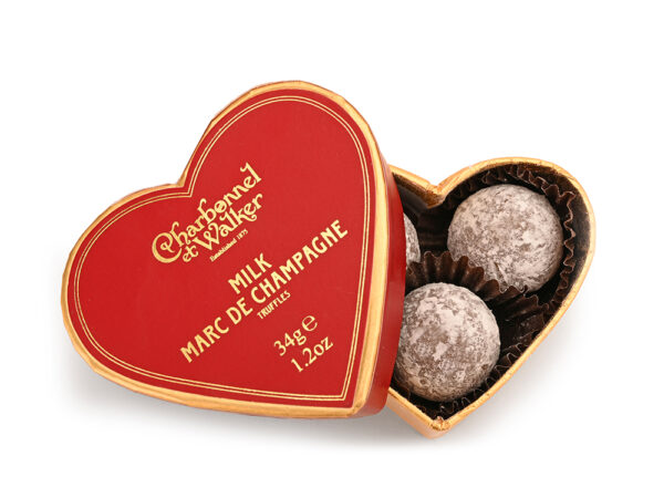 Milk Chocolate Marc de Champagne Truffles - Red Mini Heart