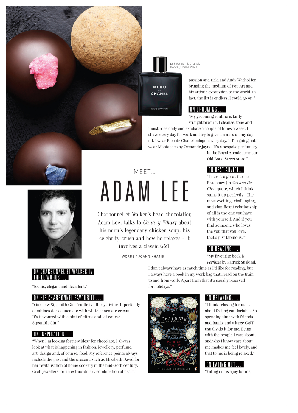 Adam Lee in Canary Wharf Magazine