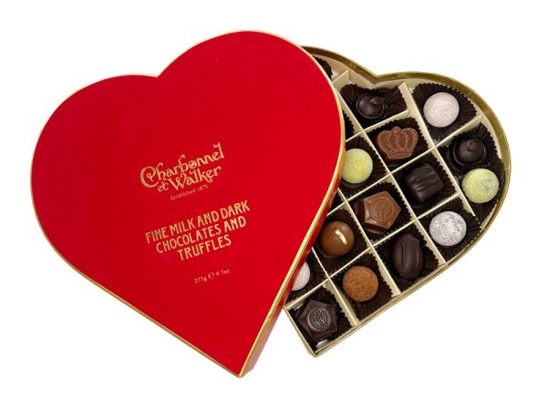 Red Velvet Heart with Fine Milk & Dark Chocolates & Truffles- without alcohol